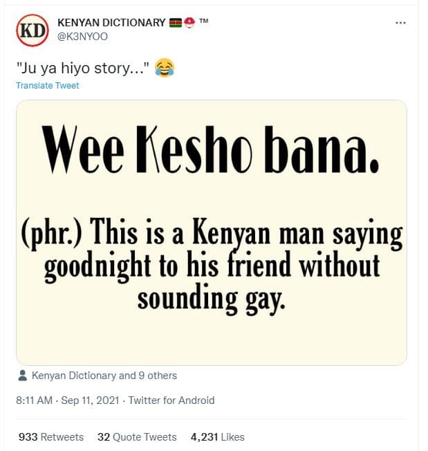 Kenyan dictionary kd k3nyoo ju ya hiyo story _ translate tweer wee kesho band ph
