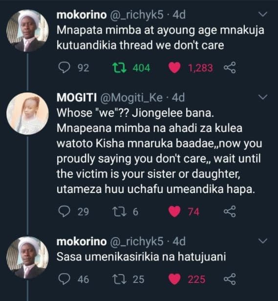 Mokorino _richyks 4d mnapata mimba at ayoung age mnakuja kutuandikia thread we d