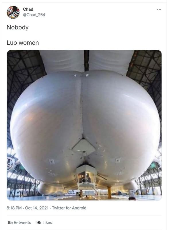 Chad chad_254 nobody luo women 8.18 pm oct 14, twitter for android 65 retweets 9