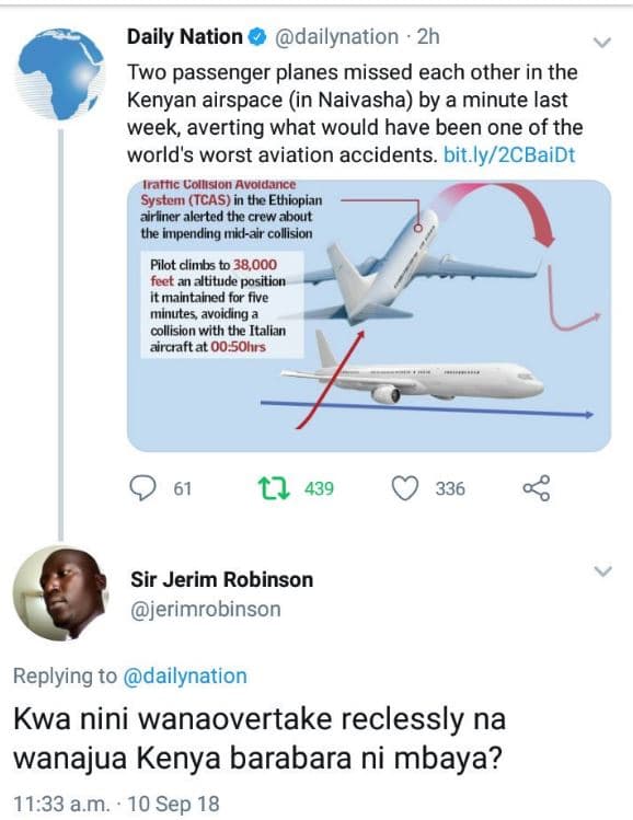 Daily nation dailynation 2h two passenger planes missed each other in the kenyan