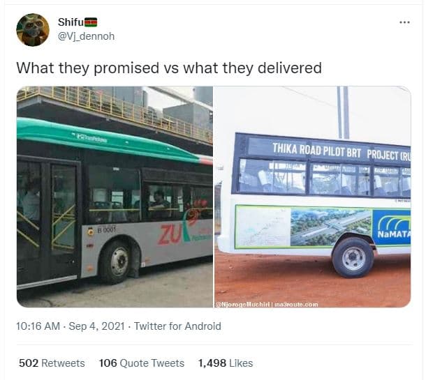 Shifu vj_dennoh what they promised vs what they delivered thika road pilot brt p