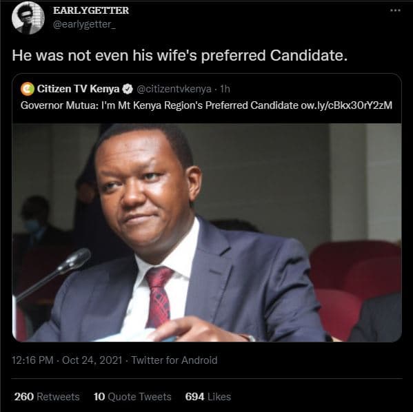 Earlygetter earlygetter _ he was not even his wife's preferred candidate. citize