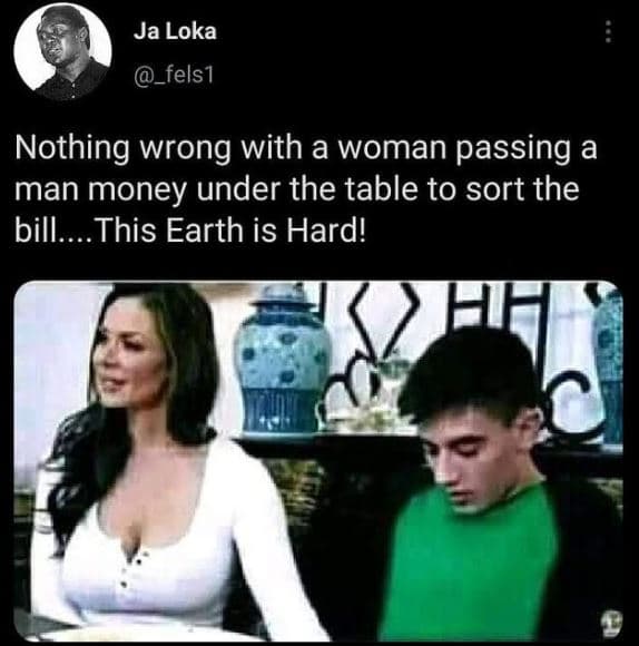 Ja loka _felsı nothing wrong with a woman passing a man money under the table to