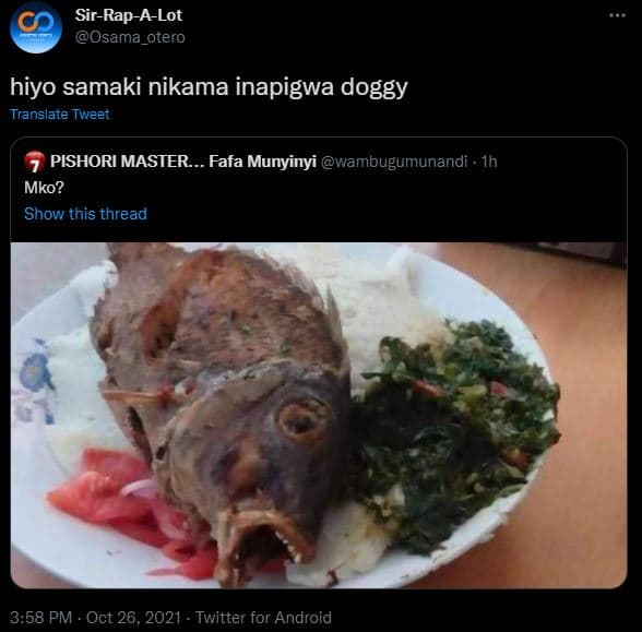 Sirrapalot osama_otero hiyo samaki nikama inapigwa doggy translate tweet pishori