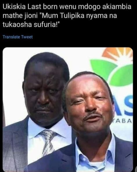 Ukiskia last born wenu mdogo akiambia mathe jioni mum tulipika nyama na tukaosha