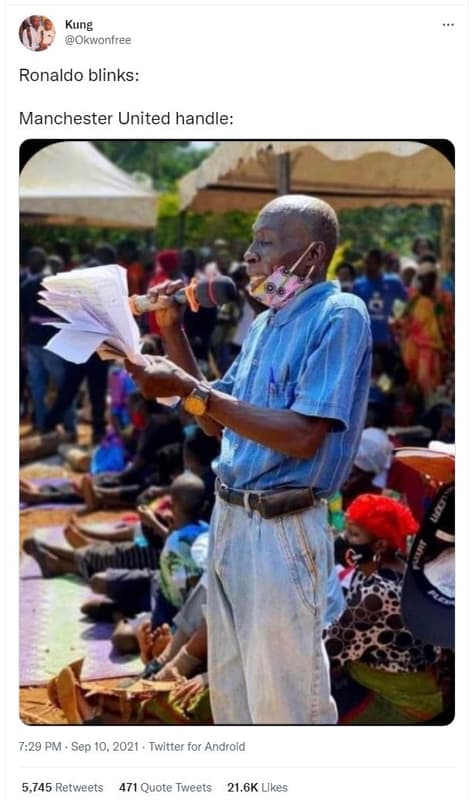 Kung okwonfree ronaldo blinks manchester united handle 7.29 pm sep 10, twitter f
