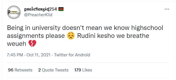 Prewchergid254 preacherkiid being in university doesn't mean we know highschool