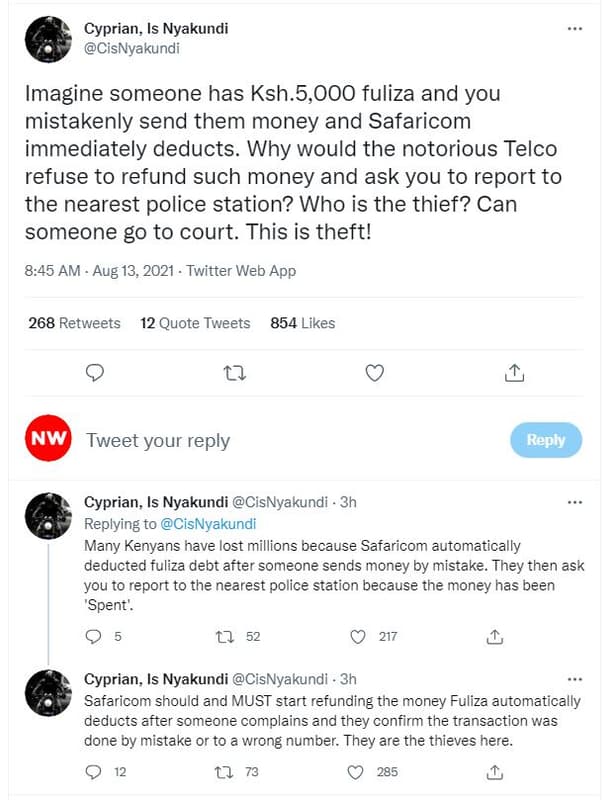 Cyprian, is nyakundi cisnyakundi imagine someone has ksh.5,000 fuliza and you mi