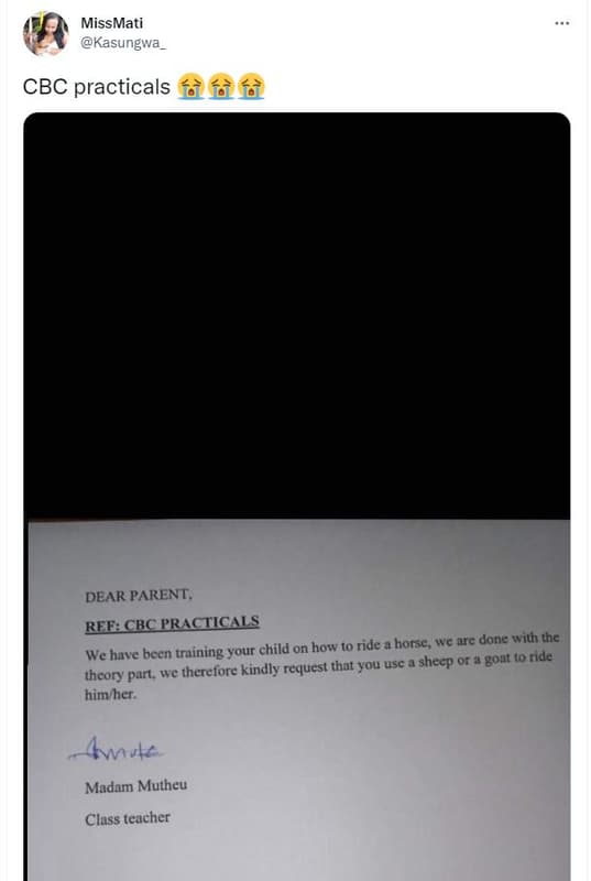 Missmati kasungwa cbc practicals àfèfè dear parent rle cbc praciicals horse we a