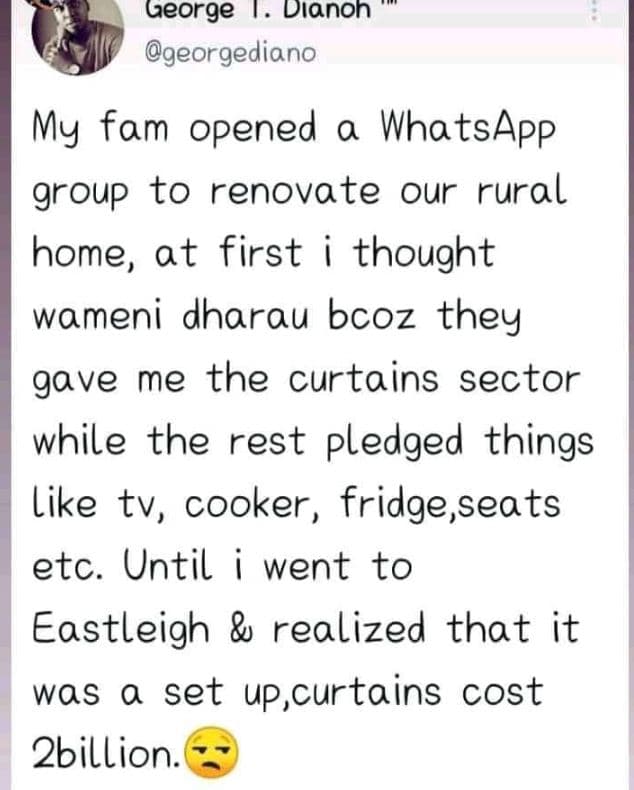 George 1 . dianon georgediano my fam opened a whatsapp group to renovate our rur