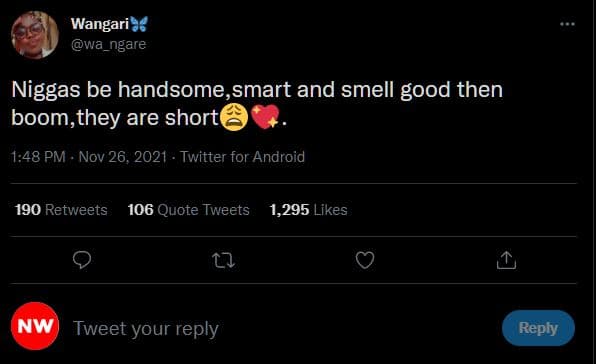 Wangari wa_ngare niggas be handsome,smart and smell good then boom,they are shor