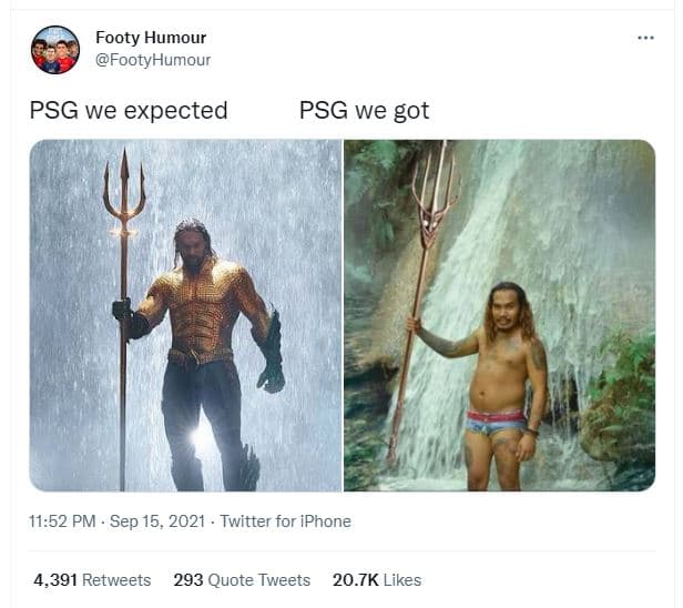 Footy humour footyhumour psg we expected psg we got 11.52 pm sep 15, twitter for