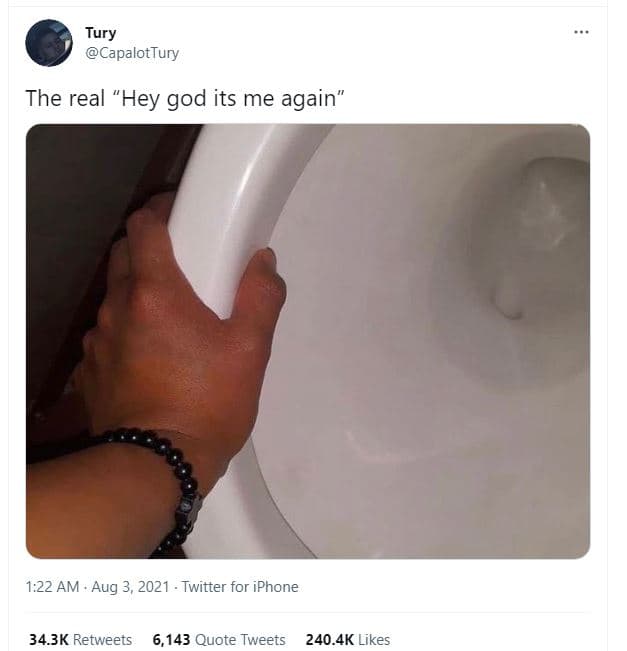 Tury capalottury the real hey god its me again 1.22 am aug 3, twitter for iphone