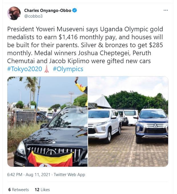 Charles onyangoobbo cobbo3 president yoweri museveni says uganda olympic gold me