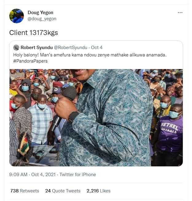 Doug yegon doug_yegon client 13173kgs robert syundu robertsyundu oct 4 holy balo