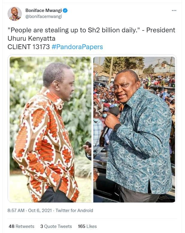 Boniface mwangi bonitacemwangi people are stealing up to sh2 billion daily' pres