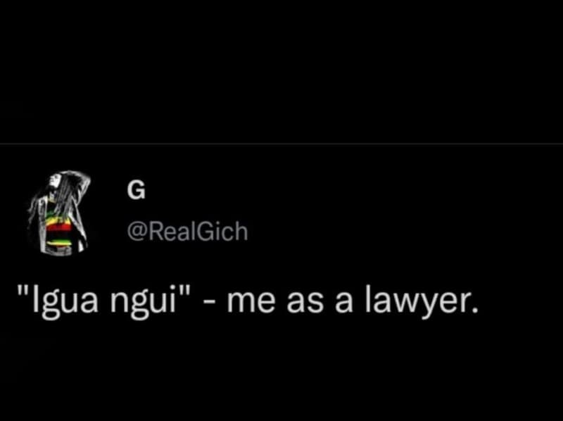 G realgich igua ngui me as a lawyer.