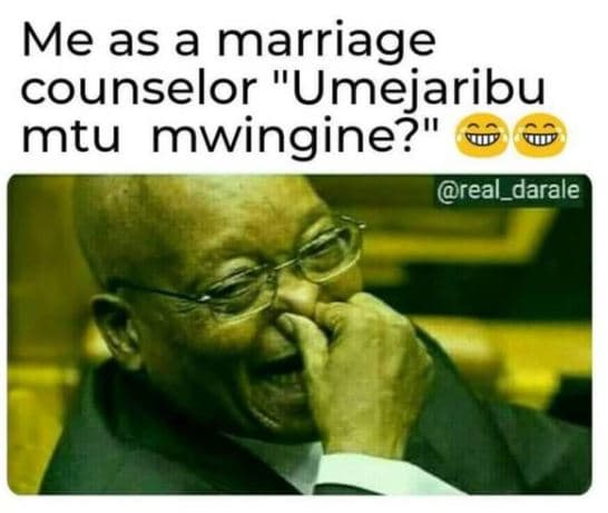 Me as a marriage counselor umejaribu mtu mwingine? real_darale