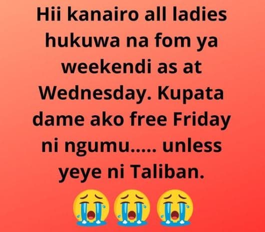Hii kanairo all ladies hukuwa na fom ya weekendi as at wednesday. kupata dame ak