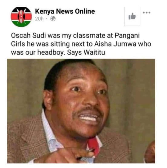 Kenya news online 20h oscah sudi was my classmate at pangani girls he was sittin