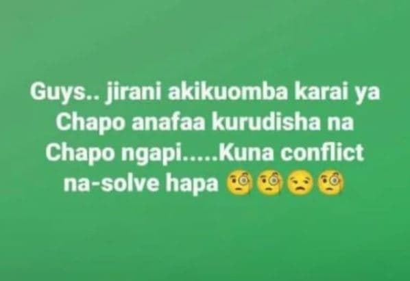 Guys jirani akikuomba karai ya chapo anafaa kurudisha na chapo ngapi_ _ kuna con