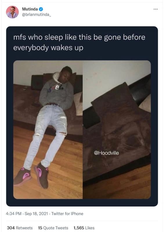 Mutinda brianmutinda mfs who sleep like this be gone before everybody wakes up h
