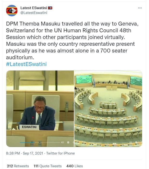 Latest eswatini latesteswatini dpm themba masuku travelled all the way to geneva