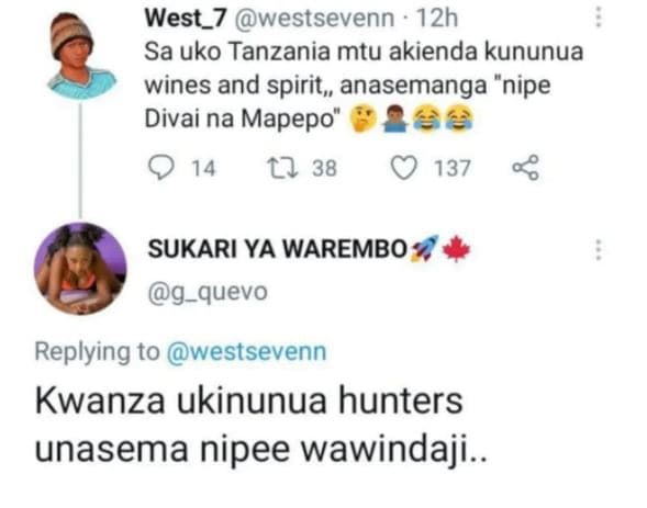 West_7 westsevenn 12h sa uko tanzania mtu akienda kununua wines and spirit anase
