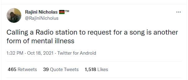 Rajini nicholas rajininicholus calling a radio station to request for a song is