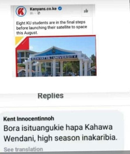 Kenyans co ke exght ku students arein the tinal steps before launching their sat