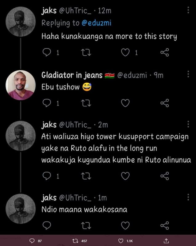 Jaks uhtric _ 12m replying to eduzmi haha kunakuanga na more to this story 0 1 1