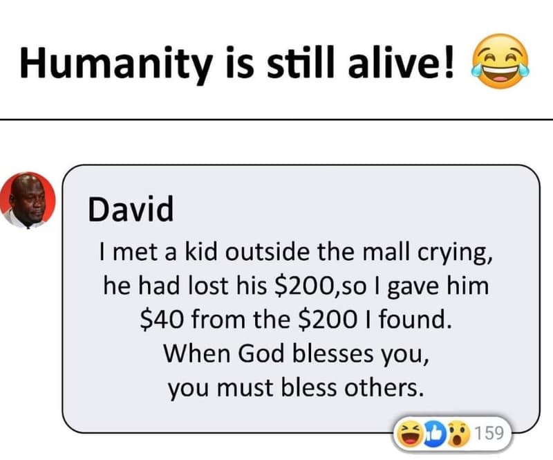 Humanity is still alive! david met a kid outside the mall crying, he had lost hi