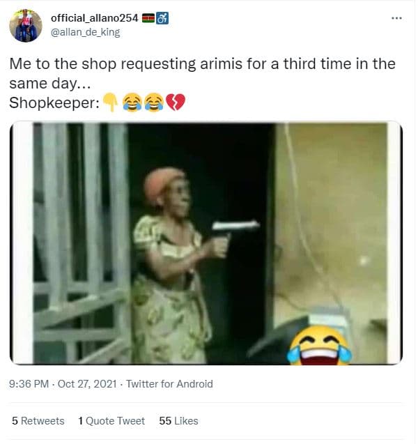 Official_allano254 allan_de_king me to the shop requesting arimis for a third ti