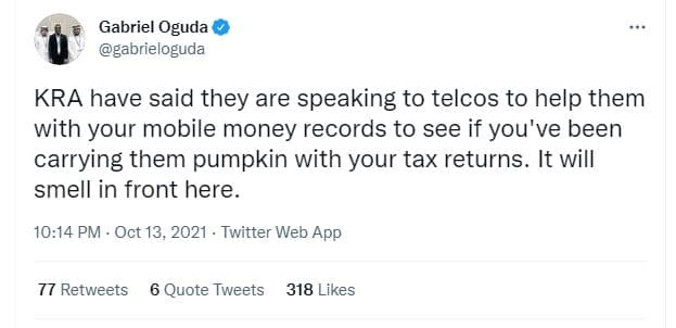 Gabriel oguda gabrieloguda kra have said they are speaking to telcos to help the