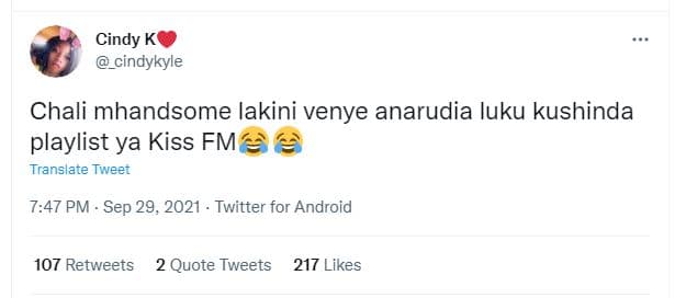 Cindy k cindykyle chali mhandsome lakini venye anarudia luku kushinda playlist y