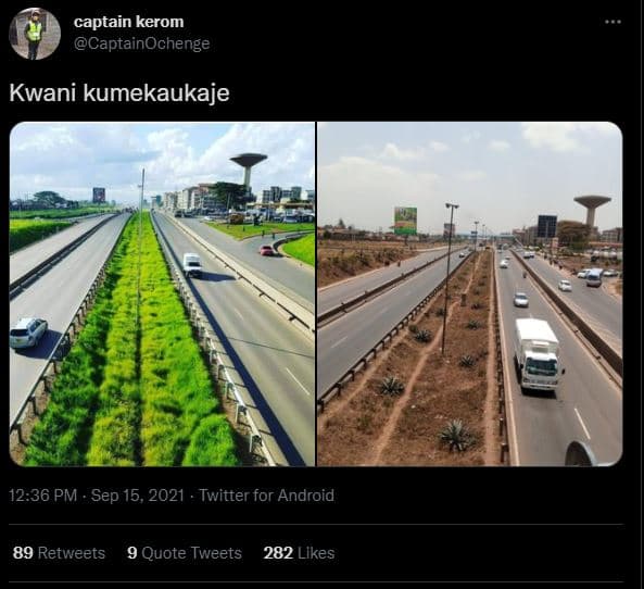 Captain kerom captainochenge kwani kumekaukaje 12.36 pm . sep 15, twitter for an