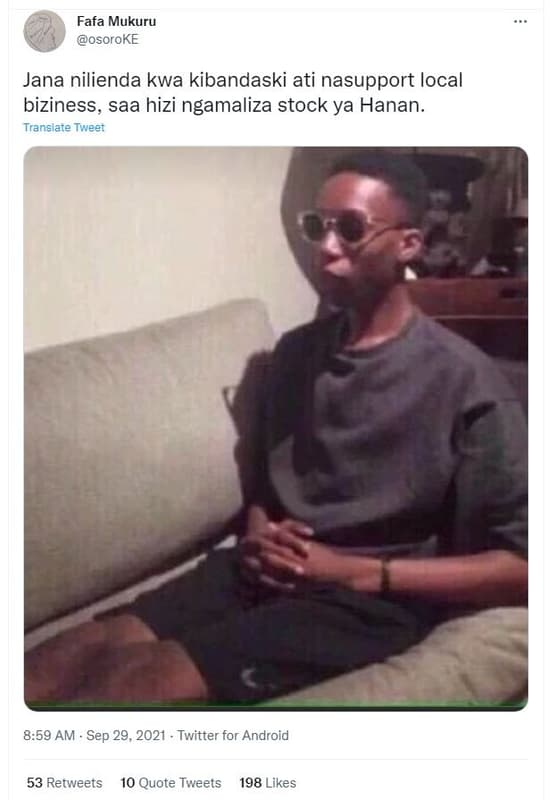Fafa mukuru osoroke jana nilienda kwa kibandaski ati nasupport local biziness, s