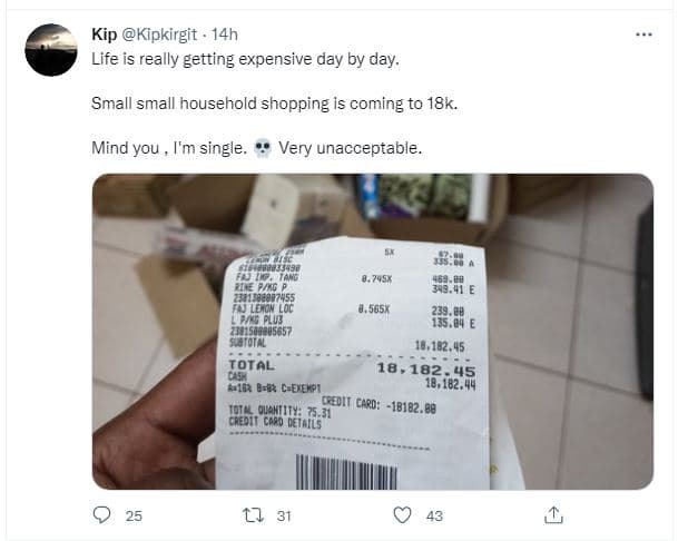 Kip kipkirgit 14h life is really getting expensive day by day. small small house