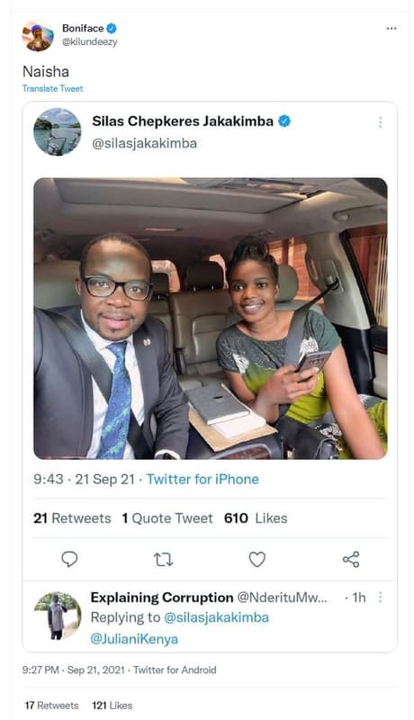 Boniface kilundeezy naisha translate tweet silas chepkeres jakakimba silasjakaki
