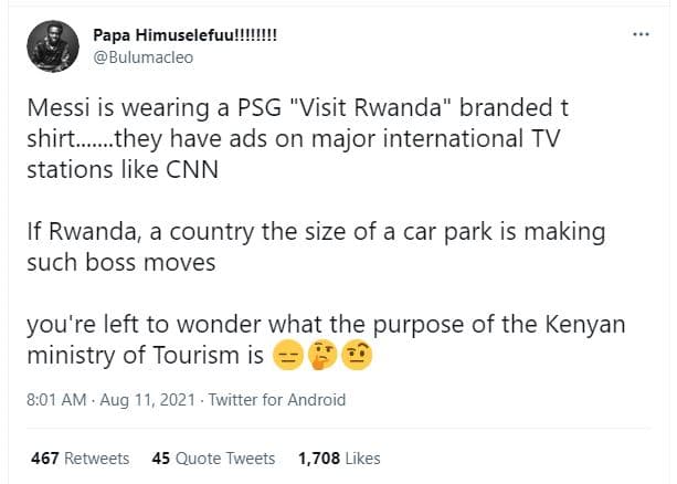 Papa himuselefuul!!!!!!! bulumacleo messi is wearing a psg visit rwanda' branded