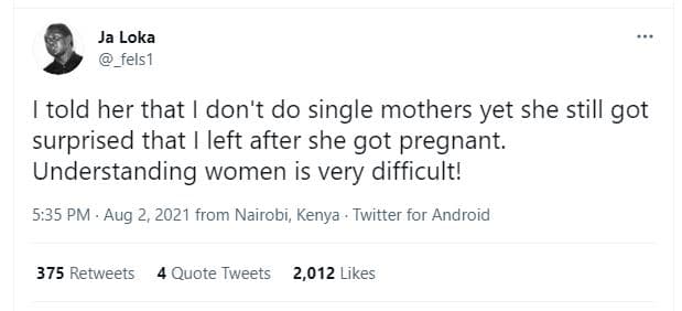 Ja loka _fels1 told her that don't do single mothers yet she still got surprised