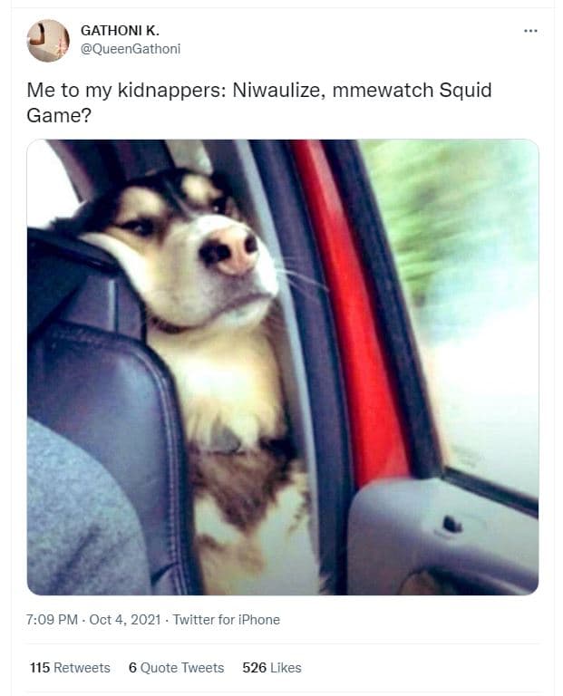 Gathoni k. queengathoni me to my kidnappers niwaulize mmewatch squid game? 7.09