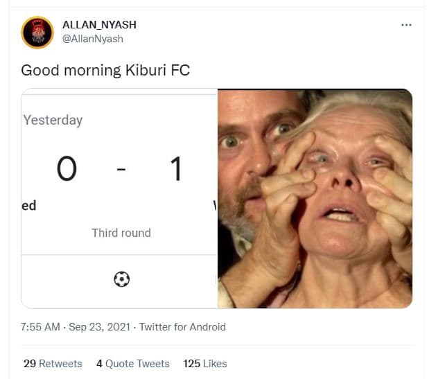Allan_nyash allannyash good morning kiburi fc yesterday ed third round 7.55 am .