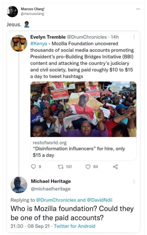 Marcus olang' marcusolang jesus evelyn tremble drumchronicles 14h kenya mozilla