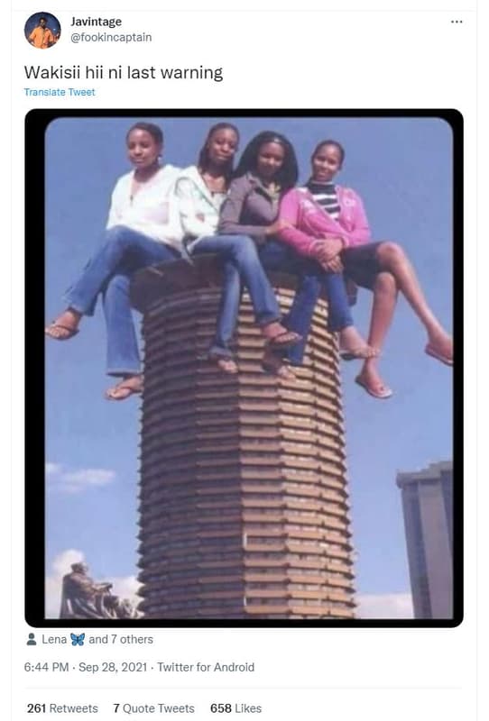 Javintage fookincaptain wakisii hii ni last warning translate tweer lena 83 and