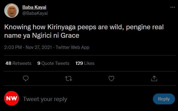 Baba kayai babakayai knowing how kirinyaga peeps are wild, pengine real name ya