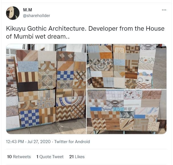 M.m sharehollder kikuyu gothic architecture. developer from the house of mumbi w