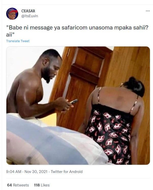 Ceasar itseuvin babe ni message ya safaricom unasoma mpaka sahii? aii translate