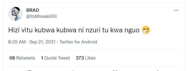 Brad itsmswakiiiiiii hizi vitu kubwa kubwa ni nzuri tu kwa nguo 8.25 am . sep 21
