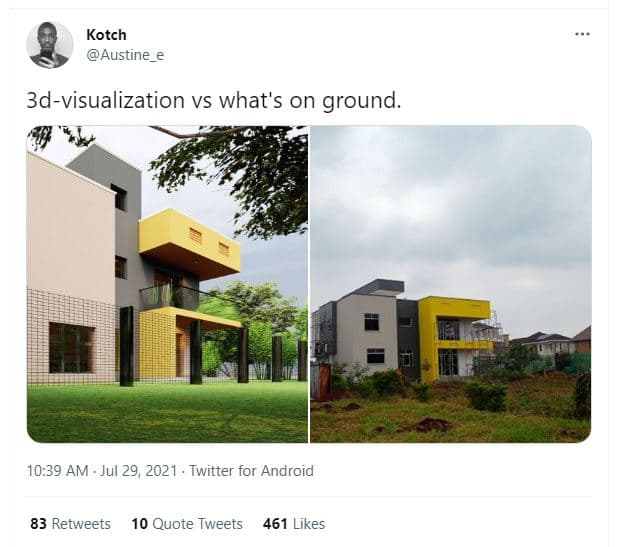 Kotch austine 3dvisualization vs what's on ground. 10.39 am . jul 29, twitter fo